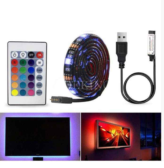 شريط إضاءة LED RGB 12 فولت للجانب الخلفي للتلفزيون